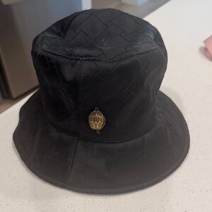 Kurt Geiger Black Bucket Hat with Gold Accent